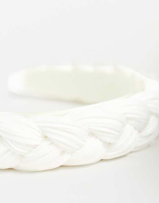 Diadema trenzada con pliegues en blanco de ASOS DESIGN, 3 de 4
