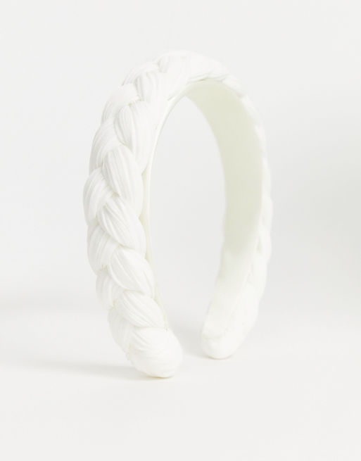 Diadema trenzada con pliegues en blanco de ASOS DESIGN, 4 de 4