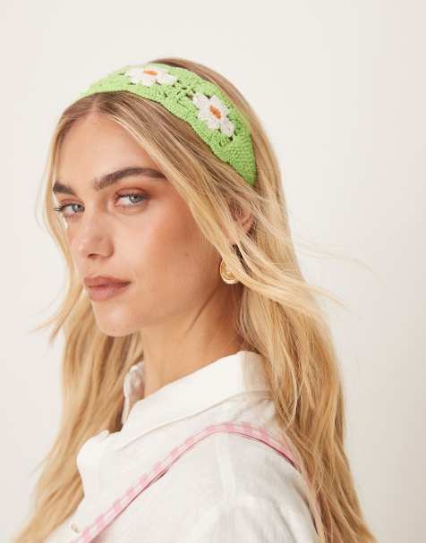 Diadema verde con patrón de flores de croché Bohemian de Sui Ava - view 1