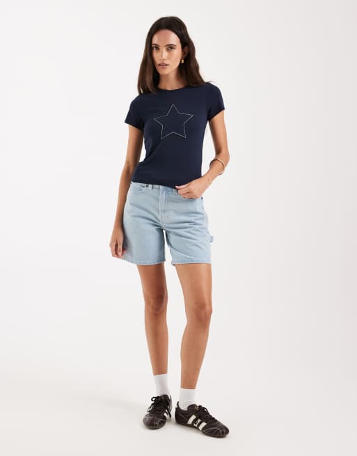 Dickies 1993 7 inch carpenter jean shorts in light blue, 2 of 5