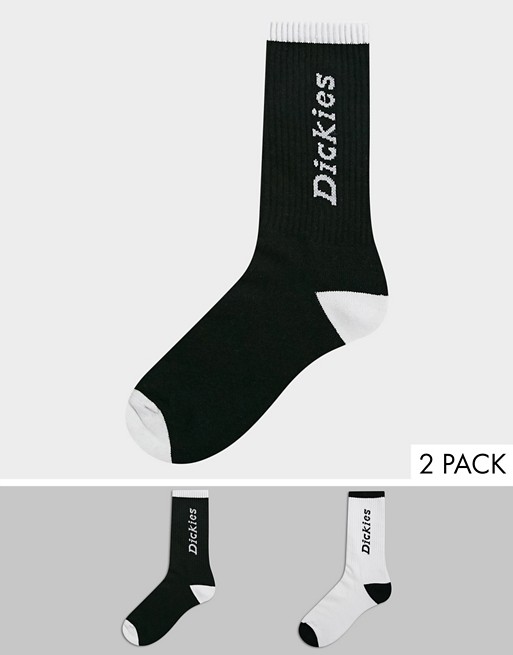 Dickies 2 pack Calvery City socks in black and white