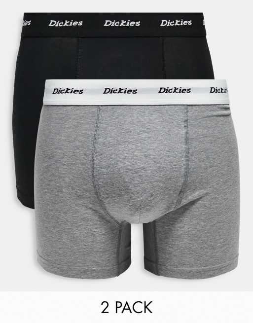 Dickies 2 pack trunk boxers in black and grey multipack | ASOS