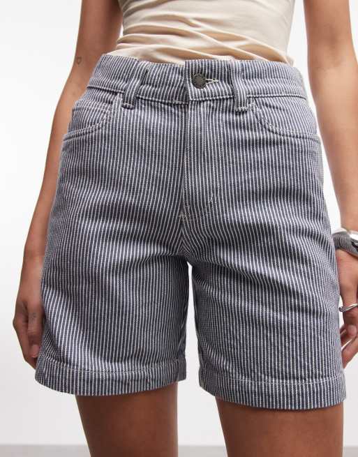 Dickies 7 inch hickory striped carpenter shorts in blue, 5 of 5