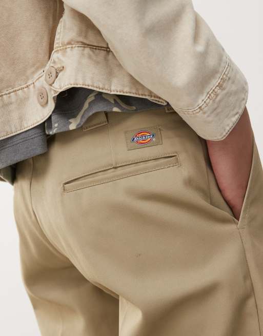 Dickies slim straight double knee work chino pants in khaki