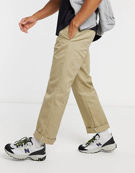 Dickies slim straight work pants in khaki | ASOS