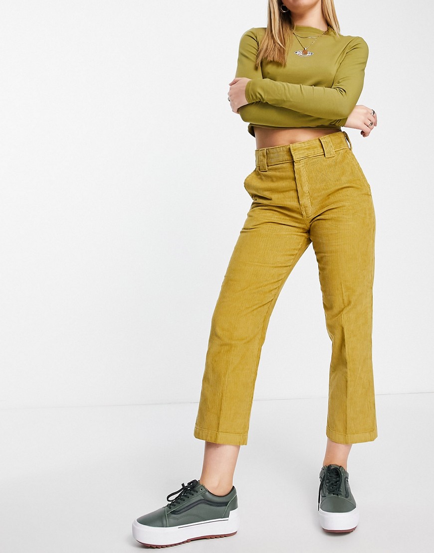 Dickies 874 cropped cord trousers in yellow-Brown