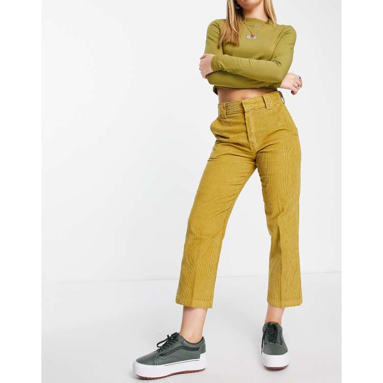 Mustard cropped shop trousers