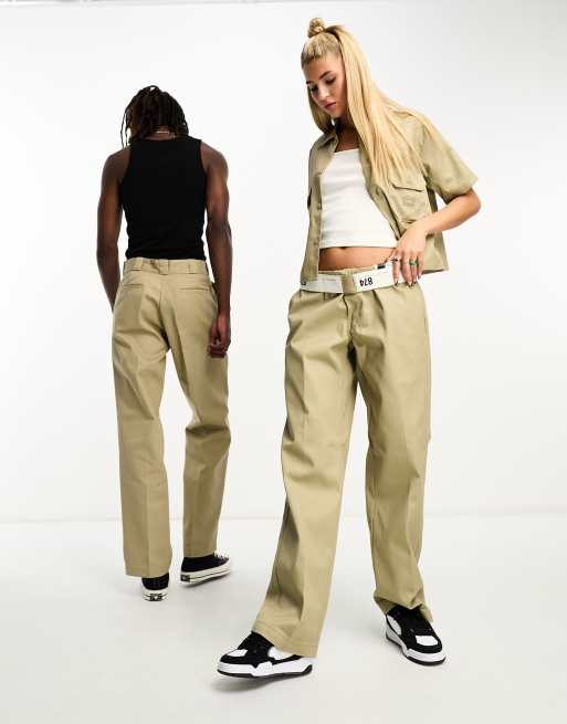 Dickies 874 Work Pants Womens Size 6 Khaki Straight Leg Flat Front