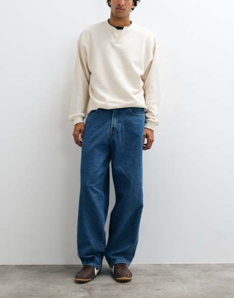 Dickies 958 tapered baggy work jeans in washed blue - view 1
