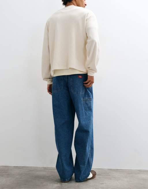 Dickies 958 tapered baggy work jeans in washed blue, 3 of 10