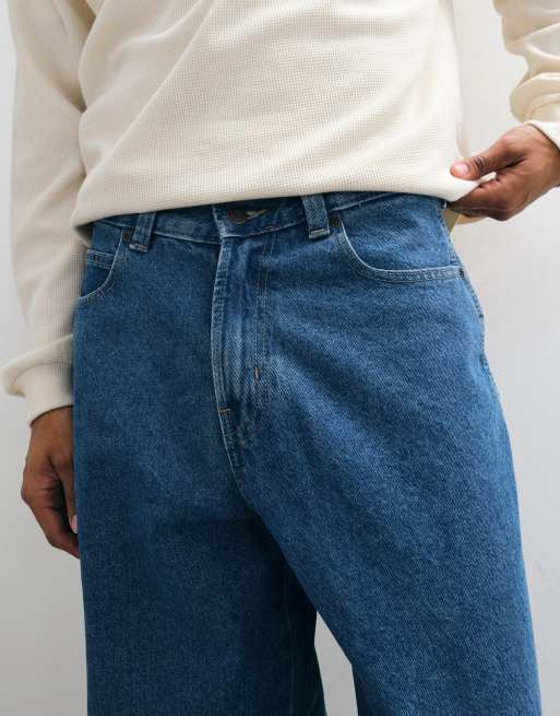 Dickies 958 tapered baggy work jeans in washed blue, 4 of 10