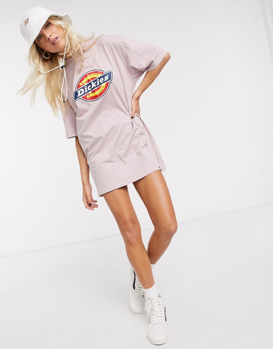 Dickies - Afslappet t-shirt-kjole med logo foran-Pink