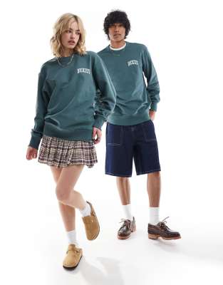 Dickies Aitken left chest logo sweatshirt in dark green and blue