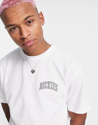 Dickies Aitkin chest t-shirt in white Exclusive at ASOS
