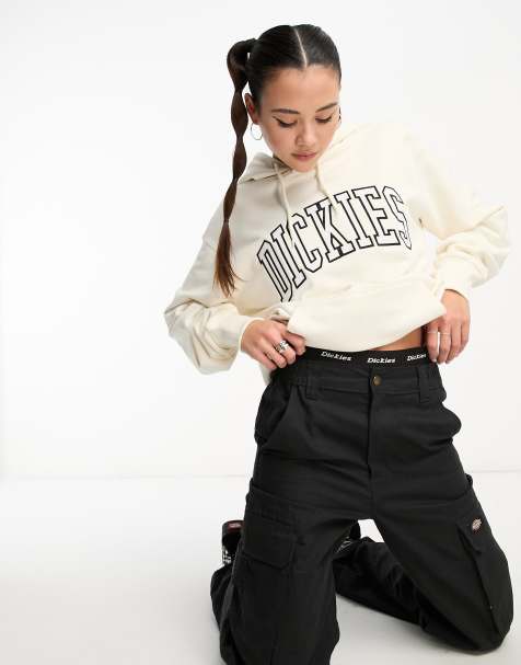 Dickies - Aitkin - Felpa con cappuccio bianca con logo stile college ricamato - view 1