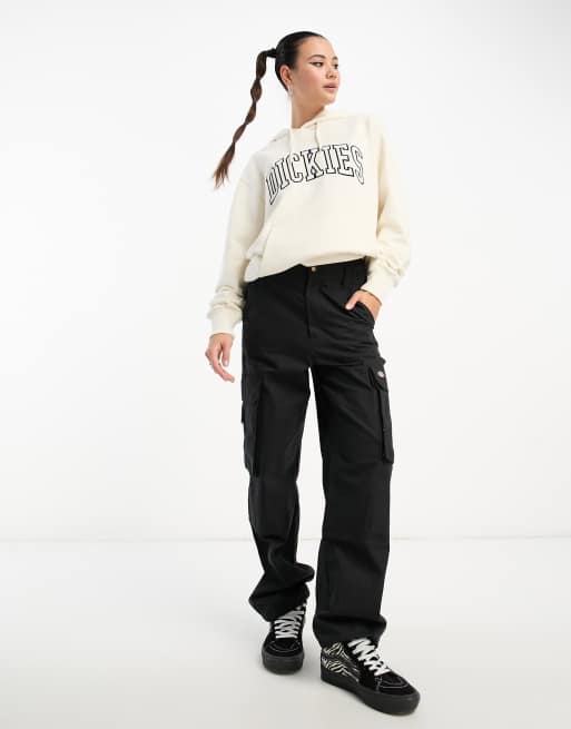 Dickies - Aitkin - Felpa con cappuccio bianca con logo stile college ricamato, 3 di 4