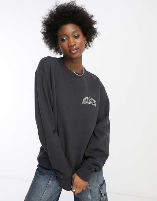 Dickies aitkin left chest logo sweatshirt in black | ASOS