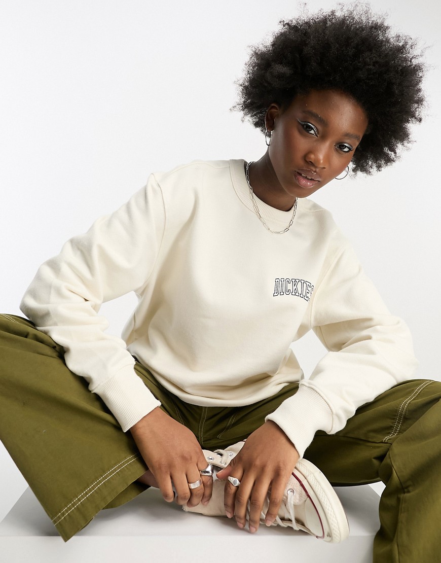 Dickies aitkin left chest logo sweatshirt in off white