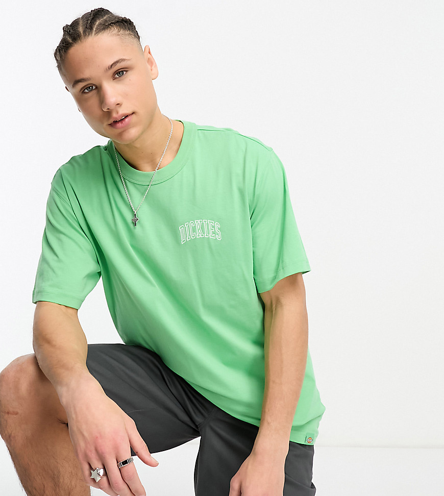 Dickies aitkin left chest varsity logo t-shirt in green