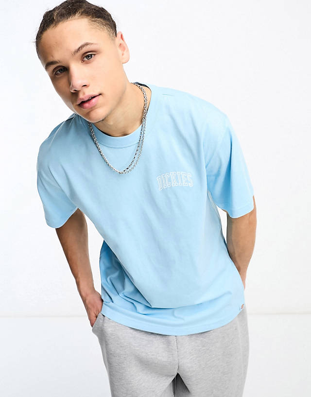 Dickies - aitkin left chest varsity logo t-shirt in sky blue