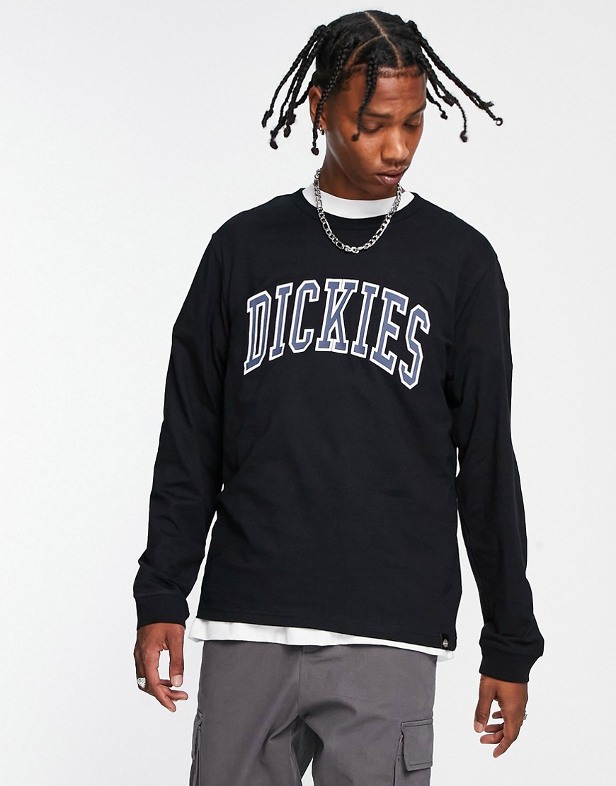 Dickies Aitkin long sleeve T-shirt in black/blue