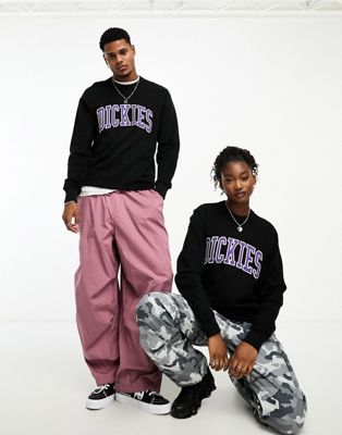 Dickies aitkin sweatshirt with collegiate embroidered logo in black - ASOS Price Checker