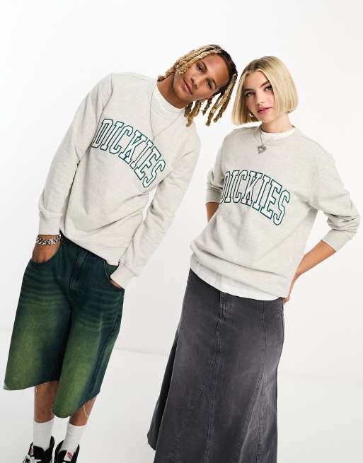 Dickies aitkin sweatshirt with collegiate embroidered logo in grey