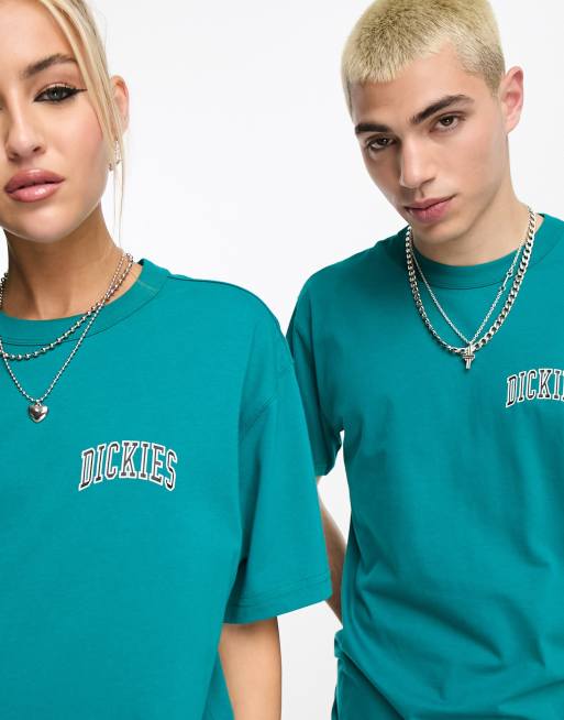 Dickies – Aitkin – Unisex-T-Shirt in Blaugrün mit Logo auf der linken Brust, 3 von 4