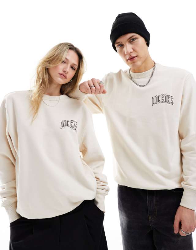 Dickies - aitkin varsity left chest logo sweatshirt in stone