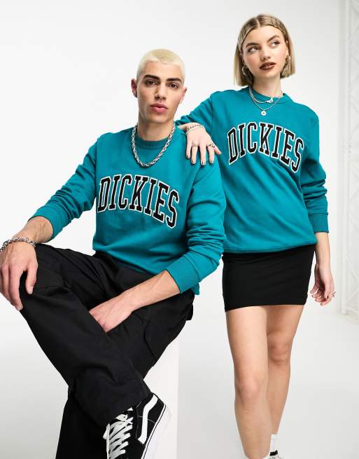 Dickies - Aitkin - Varsity sweatshirt met geborduurd logo in blauwgroen