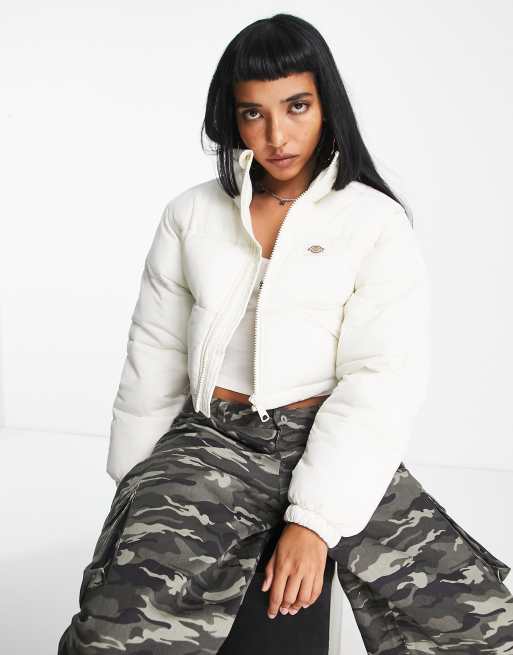 White puffer cheap cropped jacket