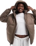 [Dickies] Dickies Alatna oversized hooded puffer coat in brown XL BROWN