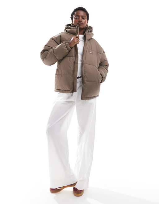 Dickies alatna oversized hooded puffer coat in brown ASOS