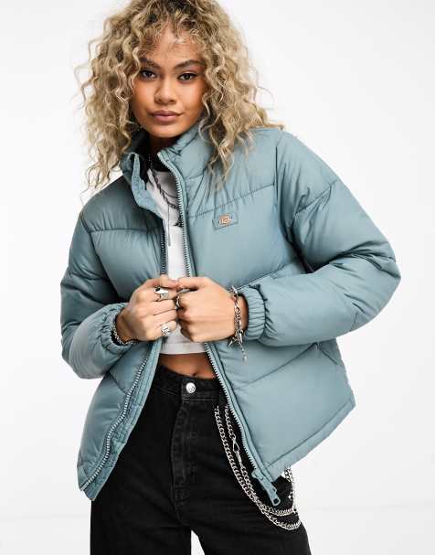 Teal puffer cheap coat womens