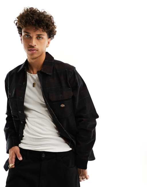 Dickies alma check corduroy shirt in black