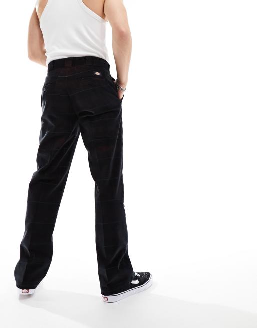 Dickies alma check corduroy trousers in black