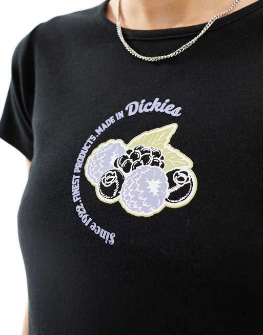 Dickies - Altoona - T-shirt ristretta nera con grafica centrale di frutta, 3 di 4