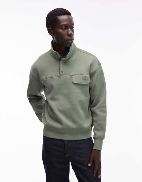 Dickies APAC 1/4 button jumper in light green - view 1