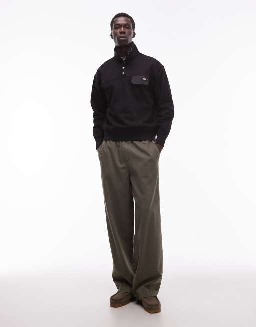 Dickies – APAC – Czarny sweter z zapięciem na guziki pod szyją, 2 z 5
