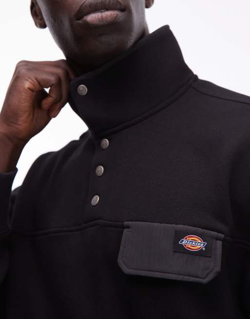 Dickies – APAC – Czarny sweter z zapięciem na guziki pod szyją, 5 z 5