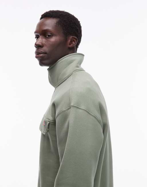 Dickies APAC – Jasnozielony rozpinany sweter z zamkiem pod szyją, 4 z 5
