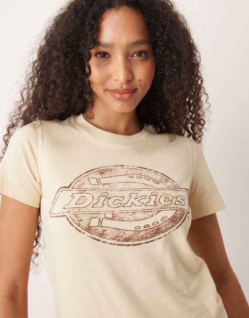 Dickies - APAC - Vochtafvoerende baby tee met groot logo in het midden en lange pasvorm in gebroken wit, 3 van 4