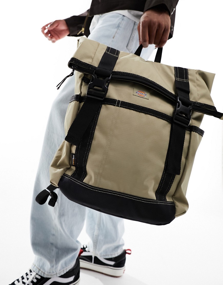 Dickies ashville roll top backpack in khaki-Neutral