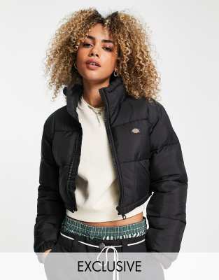 Dickies Atlanta cropped puffer jacket in black Exclusive at ASOS