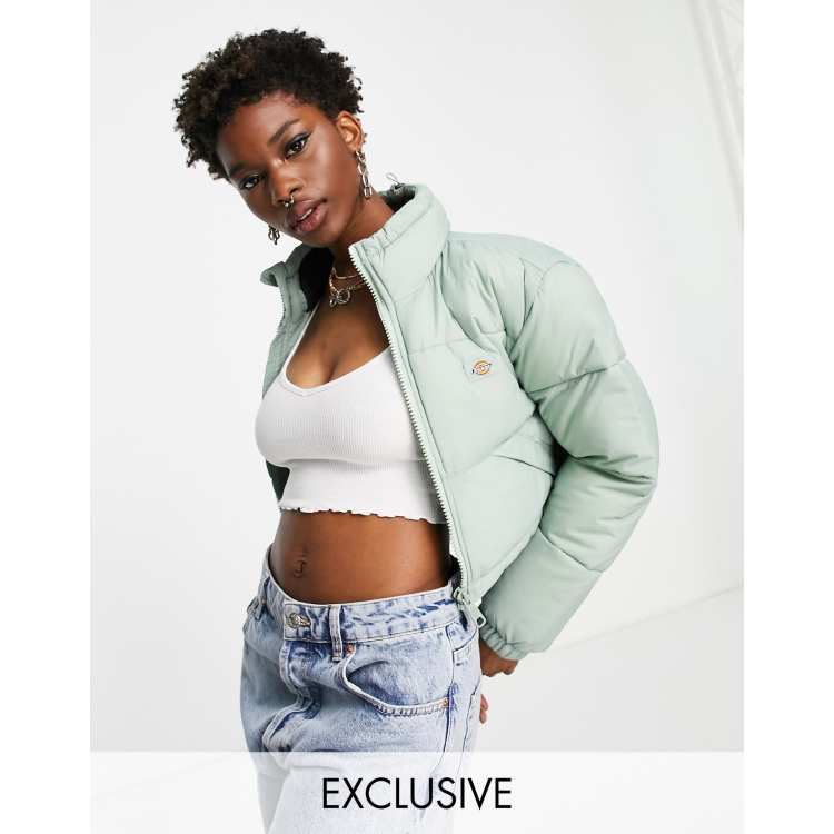 Green Puffer Crop Top Puffer Jacket Dickies Atlanta Cropped Puffer