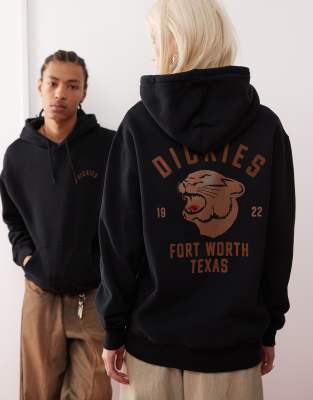 Dickies back print panther hoodie in black