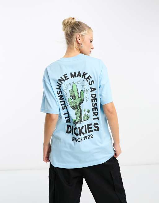 Dickies – Badger Mountain – Błękitny T-shirt z nadrukiem z motywem kaktusa na plecach – tylko w ASOS