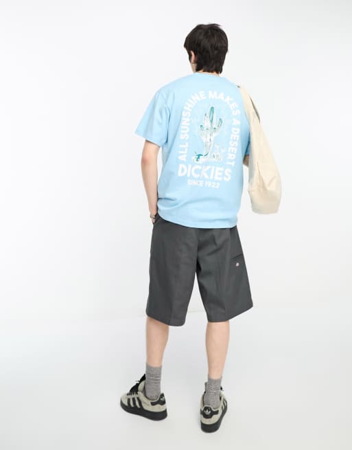 Dickies badger mountain cactus back print t-shirt in sky blue exclusive to asos
