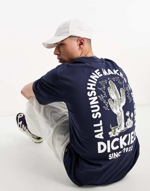 Dickies – Badger Mountain – Granatowy T-shirt z nadrukiem z motywem kaktusa na plecach