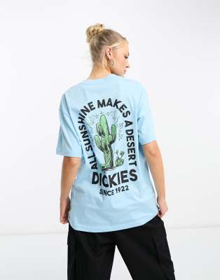 Dickies - Badger Mountain - T-Shirt in Himmelsblau mit Kaktus-Rückenprint, exklusiv bei ASOS